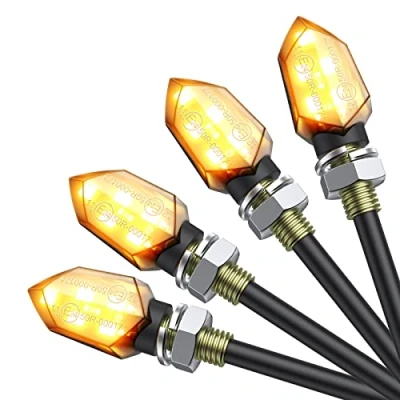 Abbildung von Justech 12V LED Smoked Microblinker Miniblinker Blinker Motorrad Tagfahrlicht Universal Lauflicht Lauflichtblinker Quad Roller 4 Stück E Prüfzeichen