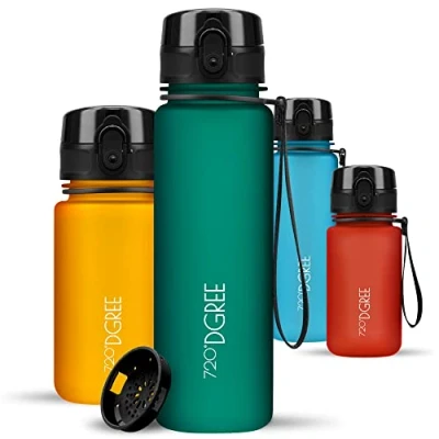 Abbildung von 720DGREE Trinkflasche Kinder 500ml “uberBottle“ softTouch +Sieb Auslaufsicher, BPA Frei Flasche für Schule, Sport, Fitness Wasserflasche aus Tritan Schmal, Leicht, Stoßfest, Wiederverwendbar