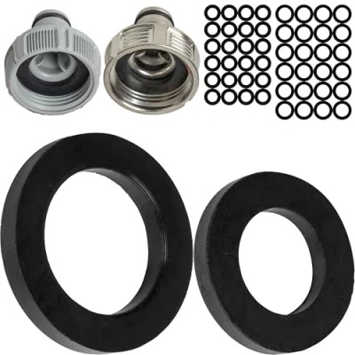 Abbildung von Ersatz Flachdichtungen Set, 50 Stück, für G 1/2&quot; und 3/4&quot; Garten Stecksysteme, kompatibel mit Gardena 21 26,5 mm Hahnverbinder, Ø 19 x 11 24 16 mm, Gummi, Dichtung 01120 00.600.01, 5300