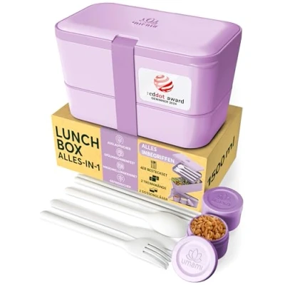 Abbildung von Umami Bento Lunchbox verschachtelbar 1500 ml All in One, Box Erwachsene, Mahlzeit Prep Container für Männer