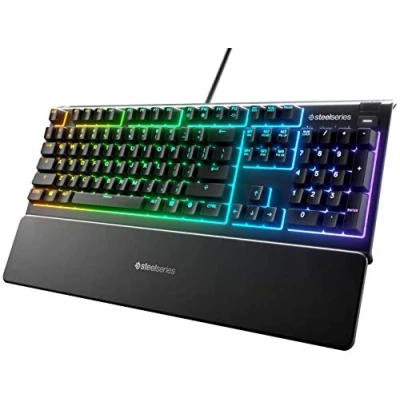 Abbildung von SteelSeries Apex 3 Gaming Tastatur 10 Zonen RGB Beleuchtung Premium magnetische Handballenauflage Türkisch (QWERTY) Layout