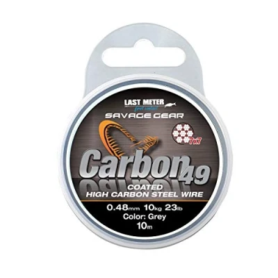 Abbildung von Savage Gear Carbon 49 Stahlvorfach 7x7 10m Vorfach für Hecht Zander &amp; Barsch Vorfachschnur ummanteltes 0.48mm 11kg