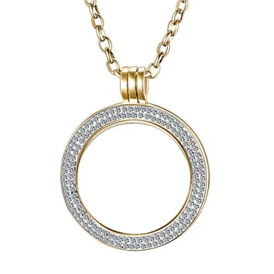 Abbildung von Morella Damen Halskette 70 cm Edelstahl mit Schmuckmünze Zirkonia Coin Anhänger 33 mm Gold