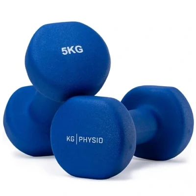 Abbildung von KG Physio Hantelset mit A3 Übungsposter Neopren Kurzhanteln 2er Set Fitness Gewichte aus Gusseisen Hantel Set, Schweißabweisendes Kurzhantelset für Frauen und Männer Hanteln 1kg 10kg