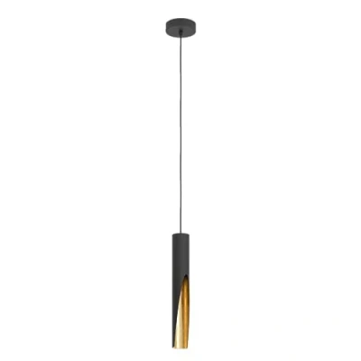 Abbildung von Eglo 900872 Hängeleuchte BARBOTTO Stahl schwarz, gold GU10 1X4,5W H:110cm Ø6cm