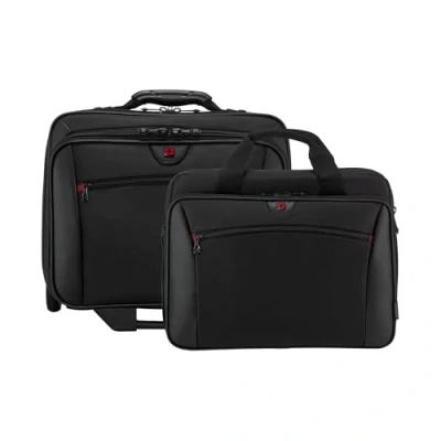 Abbildung von WENGER Potomac 2 TLG Laptop Trolley für Notebook bis 17 Zoll, herausnehmbare Tasche 15 23 l, Damen Herren, Büro Business Reisen, Schwarz, 600661