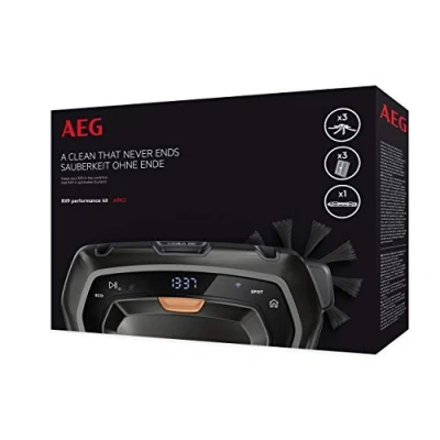 Abbildung von AEG ARK2 Performance Kit für den Saugroboter RX9 (1 Bürstenrolle verschiedene Böden, 3 XXL Filter die Aufnahme von Allergenen und Pollen, Seitenbürsten optimale Saugleistung, schwarz)