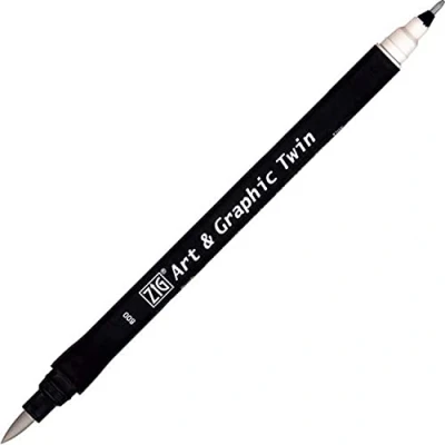 Abbildung von Kuretake Zig Kunst und Graphic Twin Tip Bürste Marker 800 Cool Grey 1