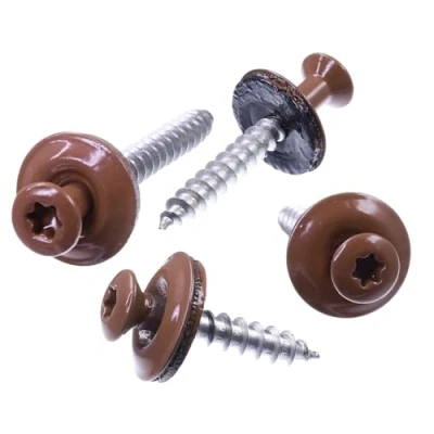 Abbildung von SECCARO Spenglerschraube 4,5 x 45 mm, RAL 8004 kupferbraun, Edelstahl A2, EPDM Dichtscheibe 15 TX/Innensechsrund, 100 Stück