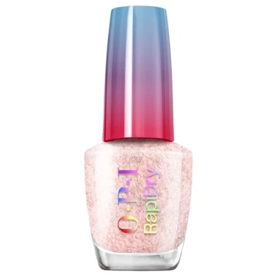 Abbildung von OPI RapiDry™ Quick Dry Lack Cheers to No Smears Pfirsich &amp; Silber Nagellack Veganer, Wischfester Schnell Trocknender (9 ml)