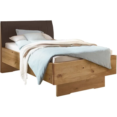 Abbildung von WIEMANN Holzbett »Cardiff, Bettgestell, Bettrahmen, teilmassiv, mit Polsterkopfteil« Belastbarkeit 110/220 Kg, 4 fache höhenverstellbar, MADE IN GERMANY, Fußteil aus Massivholz, verschiedene Größen