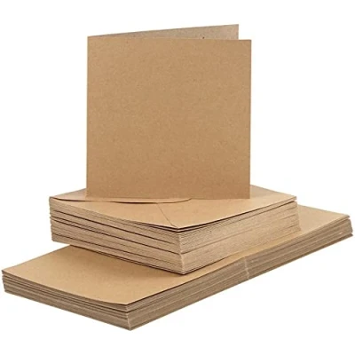 Abbildung von Karten und Kuverts, Kartengröße 15x15 cm, Umschlaggröße 16x16 quadratisch, Natur, 50Sets