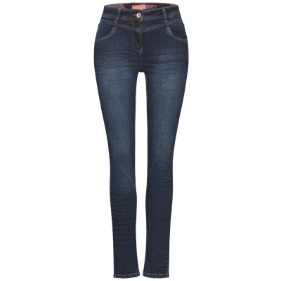 Abbildung von CECIL Damen Style Vicky 1 Knopf 49 Jeans Slim Fit, Mid Blue Wash, 27W / 32L