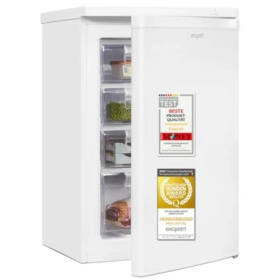 Abbildung von Exquisit Gefrierschrank, Tiefkühlschrank mit 4 Schubladen, Sterne Gefrieren, 91 Liter, Gefrierschrank klein, GS512 040E weiss