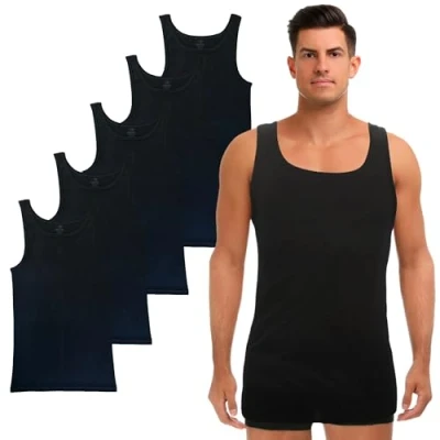 Abbildung von SGS 5er Pack: Stilvolle Unterhemden Herren &amp; Tank Top in Weiß Schwarz oder Bunt ideal als Muskelshirt Unterziehshirt