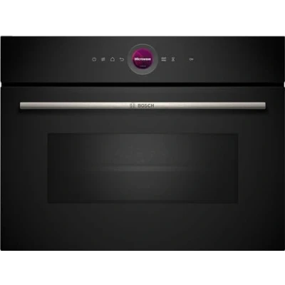 Abbildung von Bosch CEG732XB1 Serie 8 Einbau Mikrowelle, Schwarz, AutoPilot, 10 Automatikprogramme, LED Beleuchtung gleichmäßige Ausleuchtung, Klapptür, 38 x 60 cm, 1000 W