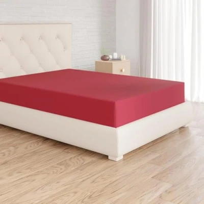 Abbildung von Amazon Basics Spannbettlaken, 140 x 200 30 cm, Mikrofaser, Spannbetttuch Matratzenhöhe bis Burgunderrot