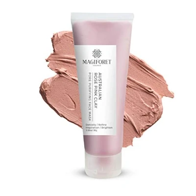 Abbildung von Pink Tonmaske, MagiForet Clay Maske Australische rosa Tonerde Gesichtsmaske, unreine Haut,Akne Behandlung