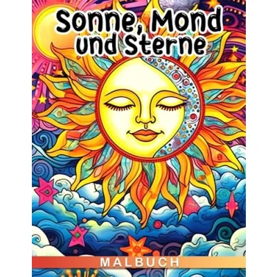 Abbildung von Malbuch für Sonne, Mond und Sterne: Astrologie Malvorlagen Set mit 30 Illustrationen Mädchen, Jungen oder Liebhaber. Ideal Scherzgeschenke, Wichtelgeschenke, Geburtstage Stressabbau.