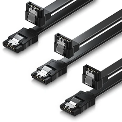 Abbildung von deleyCON 3x 50cm SATA III Kabel S ATA 3 Datenkabel 6 GBit/s Verbindungskabel Anschlusskabel für HDD SSD Metall Clip 1x Gerade 90 L Type Stecker Schwarz