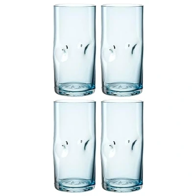 Abbildung von Leonardo Vesuvio Longdrinkglas Set 4 teilig Becher aus hochwertigem Glas in organischer Form Inhalt 330 ml Handgemacht Spülmaschinengeeignet Trinkgläser Farbe blau, 077378