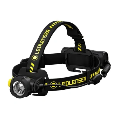 Abbildung von Ledlenser H7R Work Robust Stirnlampe LED, aufladbar mit Lithium Akku, wasserdicht IP67, 1000 Lumen, high CRI, fokussierbar, stufenlos dimmbar, Leuchtweite 250m, Helmclips, USB Magnetladekabel