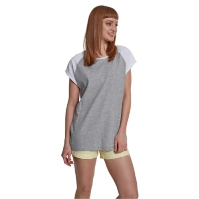 Abbildung von Urban Classics Contrast Raglan Tshirt print, Damen, Größe: Large, Grey/white
