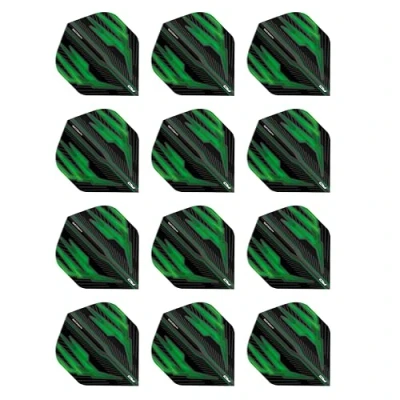 Abbildung von RED DRAGON Hardcore Radical Schwarz und Grün Extra Dicke Standard Dart Flights 4 Sätze pro Packung (12 insgesamt)