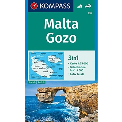 Abbildung von KOMPASS Wanderkarte 235 Malta, Gozo 1:25.000: 3in1 mit Aktiv Guide und Detailkarten. Autokarte.