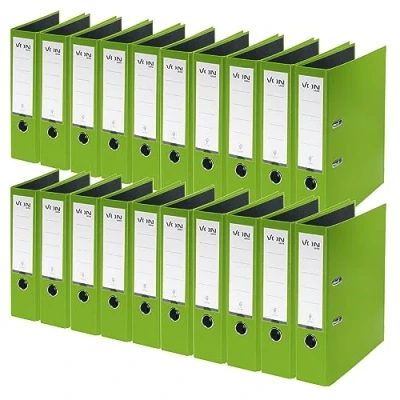 Abbildung von VON Leitz Ordner A4, 20er Pack, Karton mit Kunststoffeinband, 80 mm Rückenbreite, Für 600 Blatt, Blauer Engel &amp; FSC zertifiziert, Schule, Studium Haushalt, Grün, 10550055