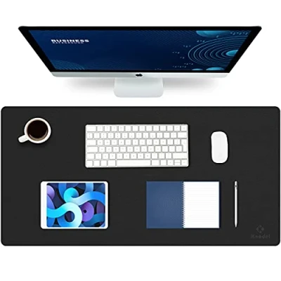 Abbildung von K KNODEL Tischunterlage, Schreibtischunterlage, 80 x 40cm PVC Laptop wasserdichte Schreibunterlage für Büro oder Heimbereich, doppelseitig (Schwarz/Schwarz)