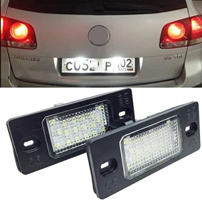 Abbildung von GOFORJUMP 2 STÜCKE SMD3528 6000 Karat 18 LEDs Kennzeichenbeleuchtung Kennzeichenleuchte Für P/orsche C/ayenne V/W Touareg Passat Golf 5 5D Touren