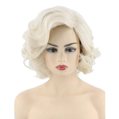 Abbildung von Topcosplay Damen Blond Perücke Synthetische Kurz Lockig Perücken Halloween Karneval Cosplay Kostüme mit Pony