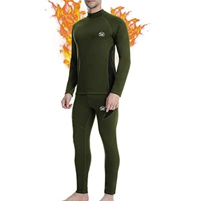 Abbildung von MEETWEE Herren Thermounterwäsche Funktionsunterwäsche Base Layer Set, Grün, XXL EU