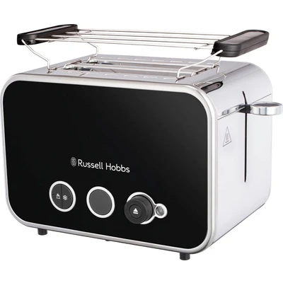 Abbildung von Russell Hobbs Toaster [für 2 Scheiben] Distinctions Edelstahl Schwarz (extra breite Toastschlitze, inkl.Brötchenaufsatz, 6 Bräunungsstufen + Auftau &amp;Aufwärmfunktion, Lift&amp;Look Funktion, 1600W)26430 56