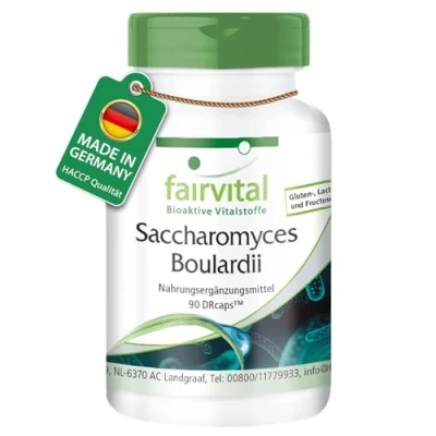 Abbildung von Fairvital Saccharomyces Boulardii 90 Kapseln HOCHDOSIERT mit 320mg pro Kapsel VEGAN standardisierte wohlwollende Hefekultur