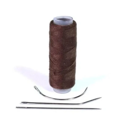 Abbildung von hair2heart Extension Tools Tressier Set mit Nadel und Faden für die Weaving Methode, Haarverlängerungen, zum Anbringen von Tressen Braun