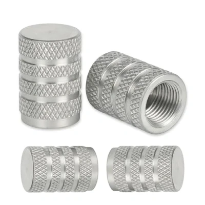 Abbildung von Ventilkappen aus Aluminium, 4 Stück, in Silber, für Auto BZW. Schrader Ventile, Ventil Kappe mit Dichtung, Reifenventil Caps KFZ, Fahrrad, Motorrad, Roller, Luftventilkappen, Staubschutz Kappen