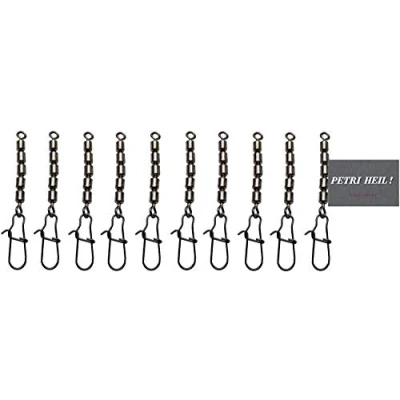 Abbildung von Set: 2 Packungen (insgesamt 10 STÜCK) Behr Fünffach Wirbel mit Karabiner Snap Forellenwirbel Black Nickel, 9 12 Kg+gratis Petri Heil! Aufkleber (Größe 10, 12kg)