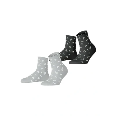 Abbildung von ESPRIT Damen Socken Twig W Sso Baumwolle gemustert 2 Paar, Mehrfarbig Schwarz Grau 0050, 35 38