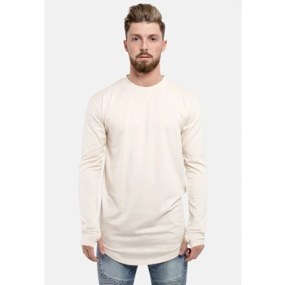 Abbildung von Blackskies Round Longsleeve T Shirt Langes Oversize Fashion Basic Langarm Herren Longshirt Long Tee Beige Medium M