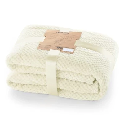 Abbildung von DecoKing Kuscheldecke 220x240 cm Creme Decke Microfaser Wohndecke Tagesdecke Fleece weich sanft kuschelig skandinavischer Stil Ecru Henry