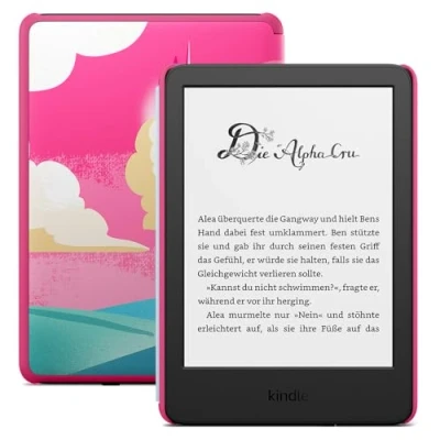 Abbildung von Der neue Amazon Kindle Kids (16 GB) Falls das Gerät kaputtgeht, ersetzen wir es. Inklusive altersgerechter Bücher, Hülle, blendfreiem Bildschirm und schnellerem Umblättern Einhorntal Design