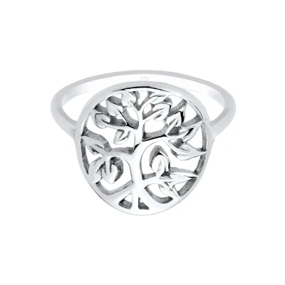 Abbildung von Elli Lebensbaum Floral Ring, Damen, Größe: 54, Silber
