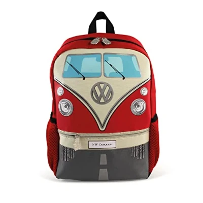 Abbildung von BRISA VW Collection Volkswagen Kleiner Wander Rucksack Tages Uni im T1 Bulli Bus Design (15l/Klein/Bus Front/Rot)