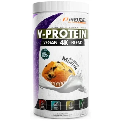 Abbildung von Vegan PROTEIN Pulver BLUEBERRY MUFFIN 750g V 4K Blend Unglaublich lecker &amp; cremig Aus Sonnenblumen, Soja, Hanfsamen Kürbiskernen Pflanzliches Eiweißpulver mit 78% Eiweiß
