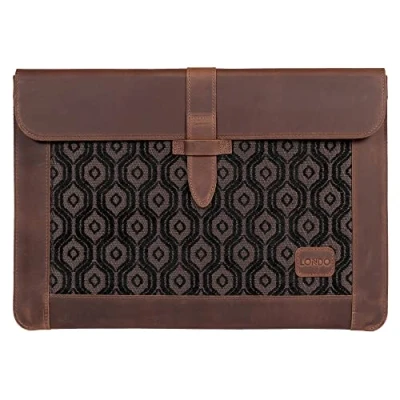 Abbildung von Londo Echtleder Tasche, Hülle für MacBook Pro 13,3 &amp; 13 Zoll und iPad 12.9 Kompatibel mit M1 and 2020 Model (Blau) (Zimt, 16 Zoll)