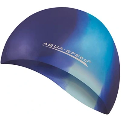 Abbildung von Aqua Speed Bunt Badekappe + Kleines Mikrofaserhandtuch Damen &amp; Herren Bademütze Badehaube wasserdicht Schwimmhaube Silikon Schwimmkappe Swimming Hat Cap Waterproof 27. / 76