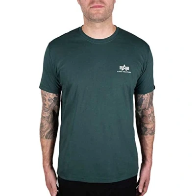 Abbildung von Alpha Industries Small LOGO Tshirt basic, Herren, Größe: Large, Navy green