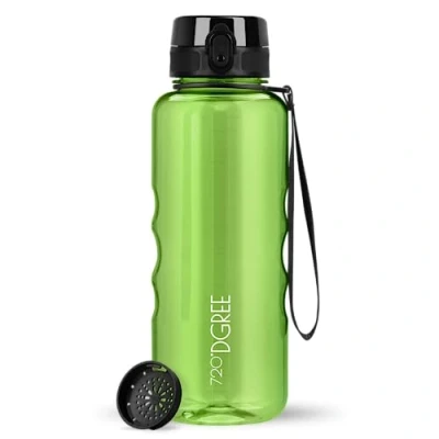 Abbildung von 720DGREE Trinkflasche 1,5l “uberBottle“ crystalClear +Sieb BPA Frei Wasserflasche für Sport, Gym, Fitness, Outdoor, Wandern Große Sportflasche aus Tritan Leicht, Stoßfest, Wiederverwendbar